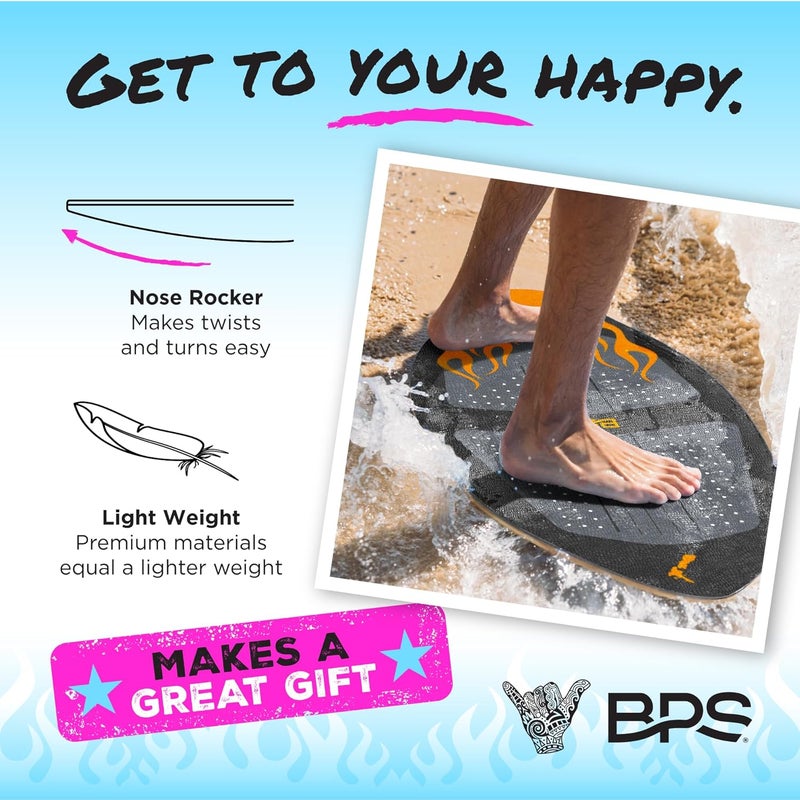 BPS New Zealand ‘Flame’ - High Performance Wooden Skimboard with Custom Traction Pads – with Optional Padded Carry Bag Made from Recycled Plastics – for Kids or Adults, Choose from 4 Colors - Image 5